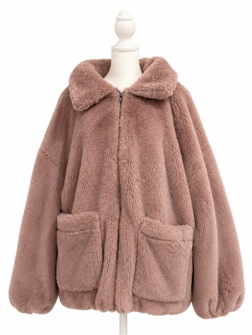 PrettyLittleThing Plush Teddy Jacket in Blush - Picture 1 of 6